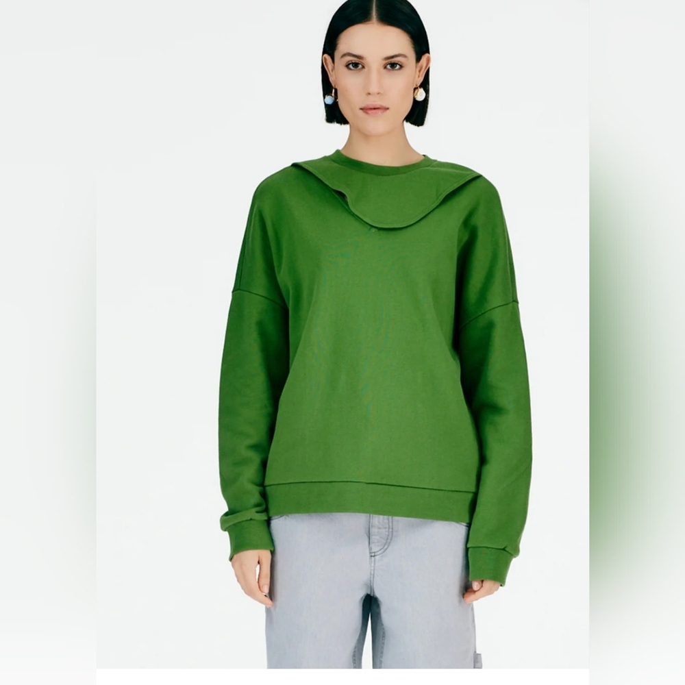 Tibi Cutout Dickey Neck Sweatshirt Size XXS